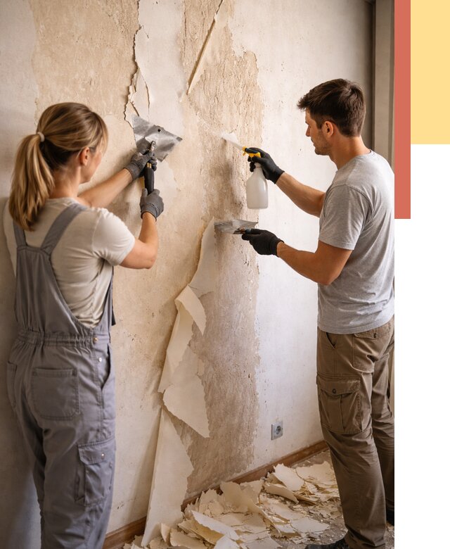 Снятие старых обоев в Королев от 5458 руб. под ключ недорого | ОТДЕЛОЧНИК-Кор