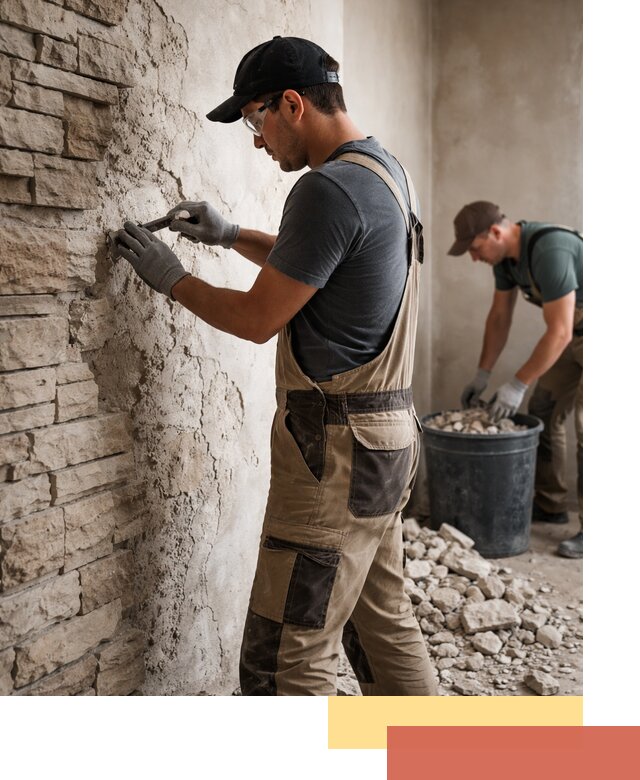 Демонтаж декоративного камня в Королев профессионально и безопасно