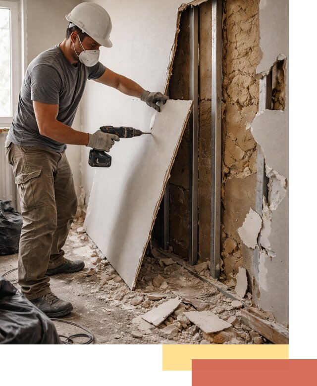 Демонтаж гипсокартона со стен в Королев качественно и быстро