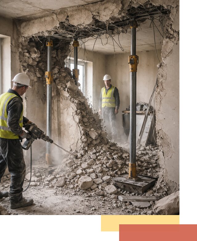 Снос несущих стен в Королев с гарантией безопасности и качества