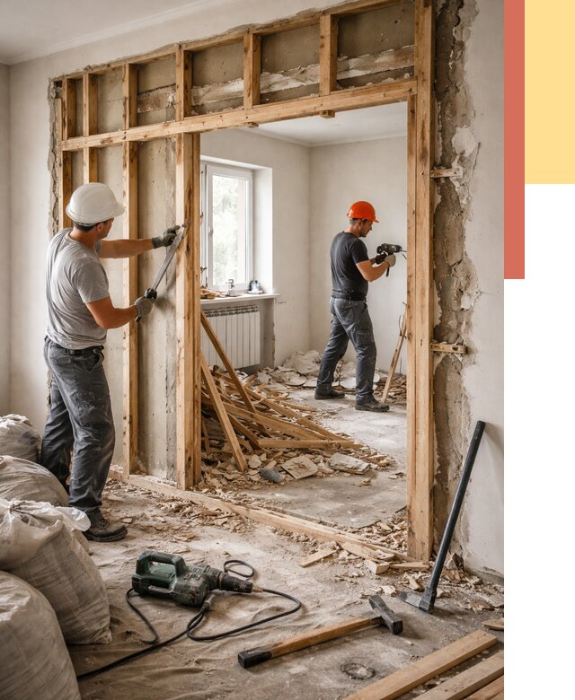 Демонтаж деревянных перегородок в Королев от 3327 руб. — быстро и недорого | ОТДЕЛОЧНИК-Кор