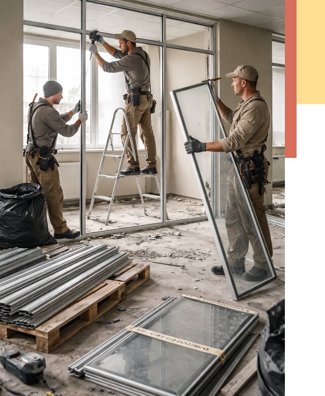 Демонтаж алюминиевых перегородок в Королев от 4367 руб. — быстро и недорого | ОТДЕЛОЧНИК-Кор