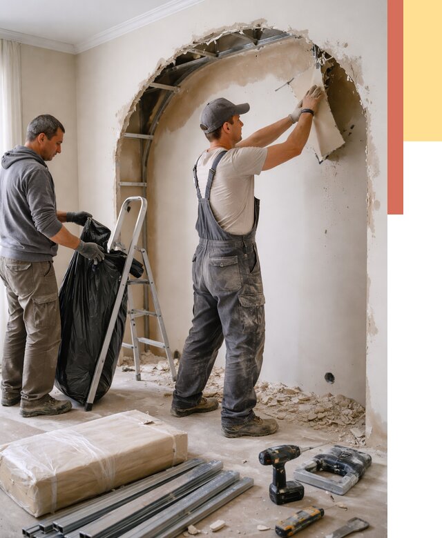 Демонтаж арки из гипсокартона в Королев от 3639 руб. — услуги под ключ | ОТДЕЛОЧНИК-Кор