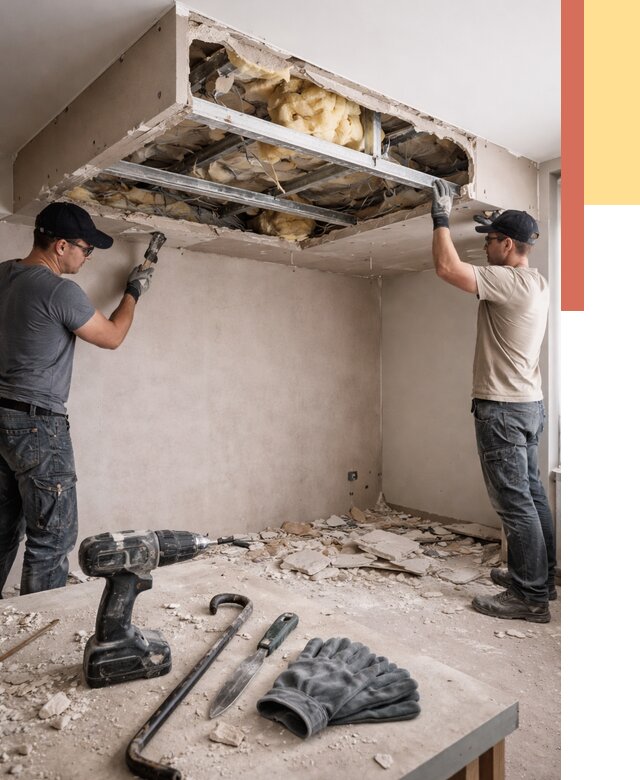 Демонтаж короба из гипсокартона в Королев от 1580 руб. — быстро и недорого | ОТДЕЛОЧНИК-Кор