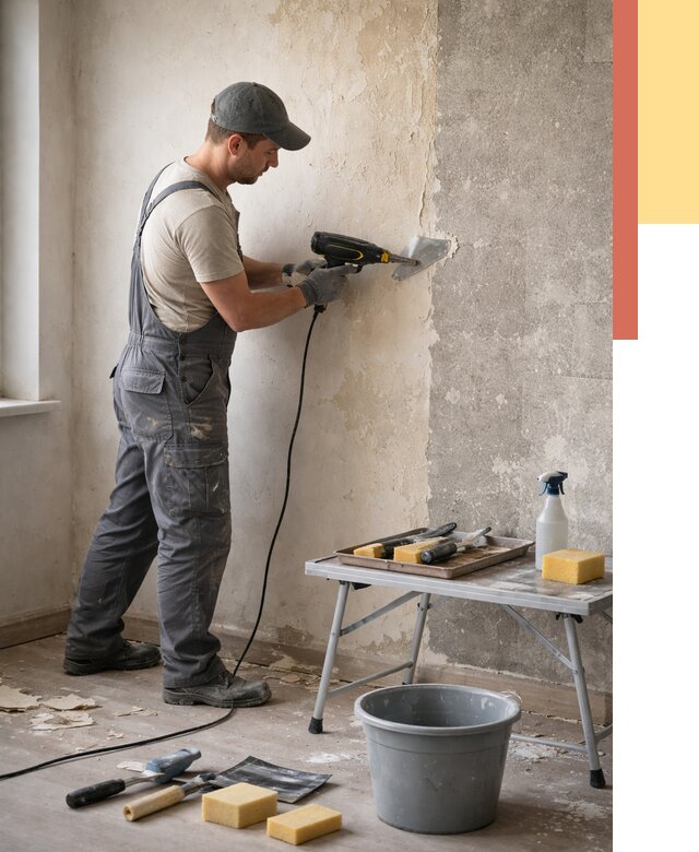 Очистка стен от клея в Королев от 1923 руб. — снятие и удаление клея со стен | ОТДЕЛОЧНИК-Кор