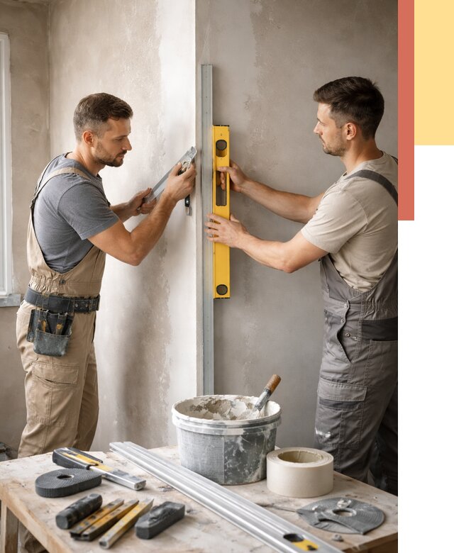 Выведение углов стен в Королев от 1923 руб. быстро и недорого | ОТДЕЛОЧНИК-Кор