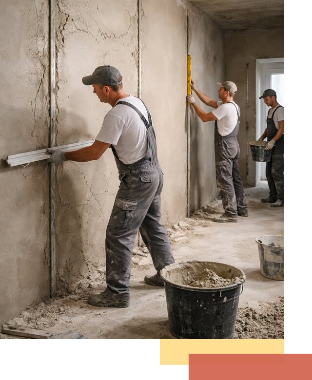 Штукатурка стен по маякам в Королев — точная и ровная поверхность