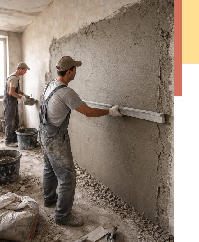 Цементная штукатурка стен в Королев от 4679 руб/м2 — быстро и недорого | ОТДЕЛОЧНИК-Кор