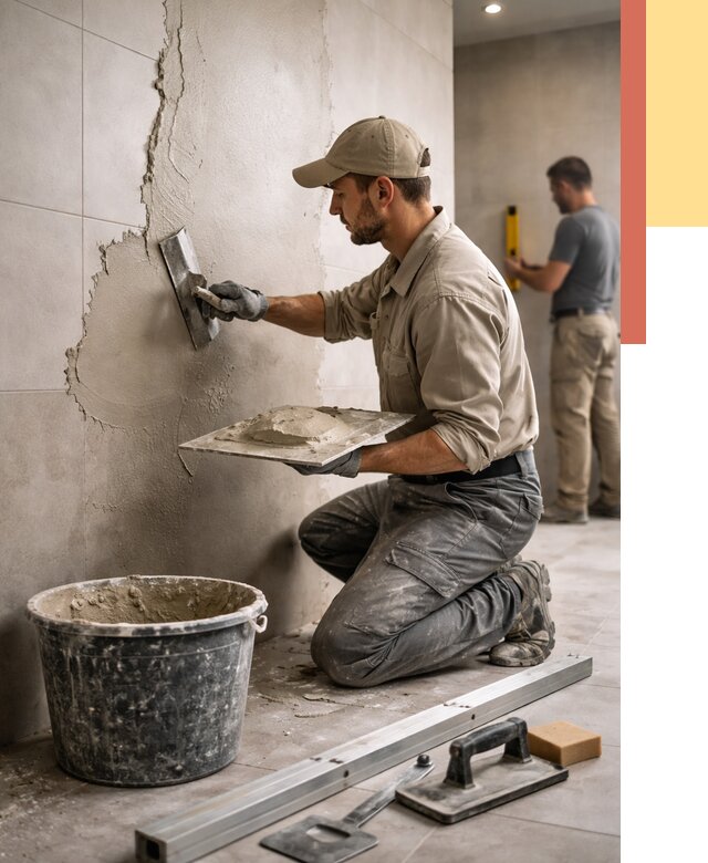 Штукатурка стен в ванной в Королев от 4679 руб./м² — выравнивание под ключ | ОТДЕЛОЧНИК-Кор