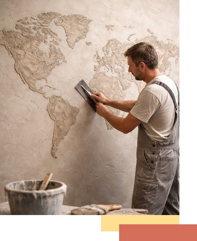 Декоративная штукатурка «Карта мира» под ключ в Королев