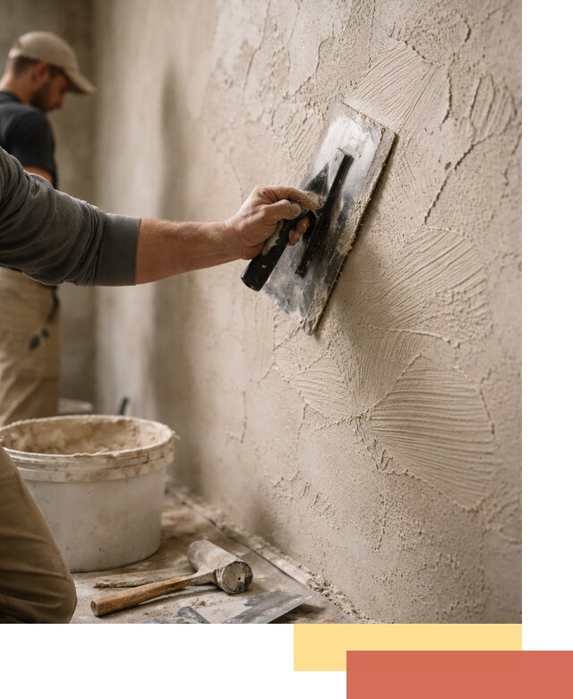 Фактурная штукатурка стен в Королев — монтаж, отделка, реставрация