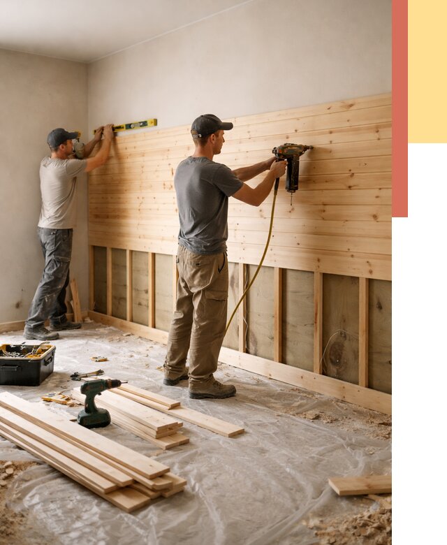 Монтаж деревянной вагонки на стены в Королев от 7798 руб. | Услуги монтажа вагонки | ОТДЕЛОЧНИК-Кор