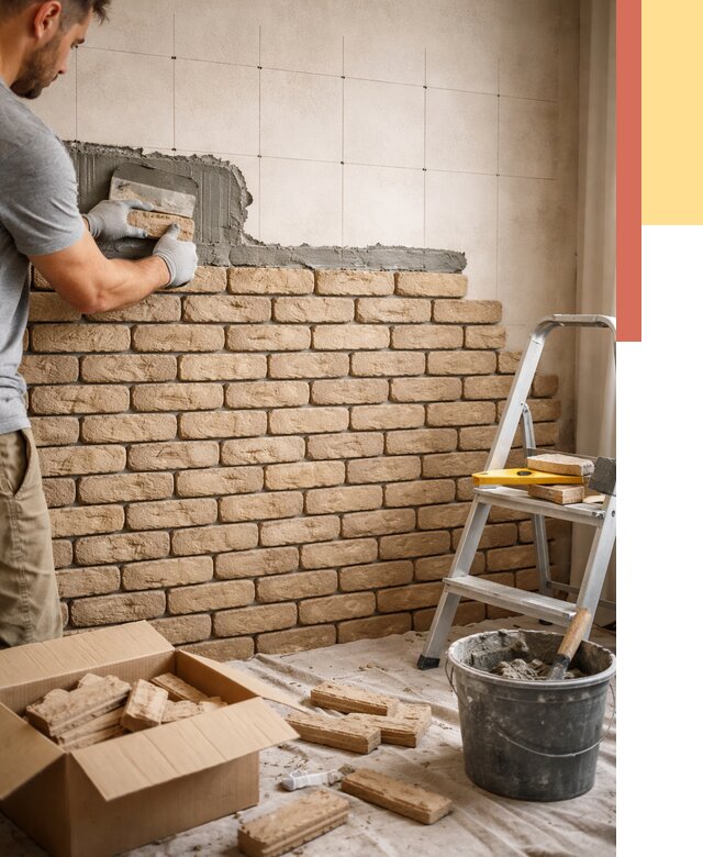 Монтаж декоративного кирпича в Королев от 3327 руб./м² — быстро и недорого | ОТДЕЛОЧНИК-Кор