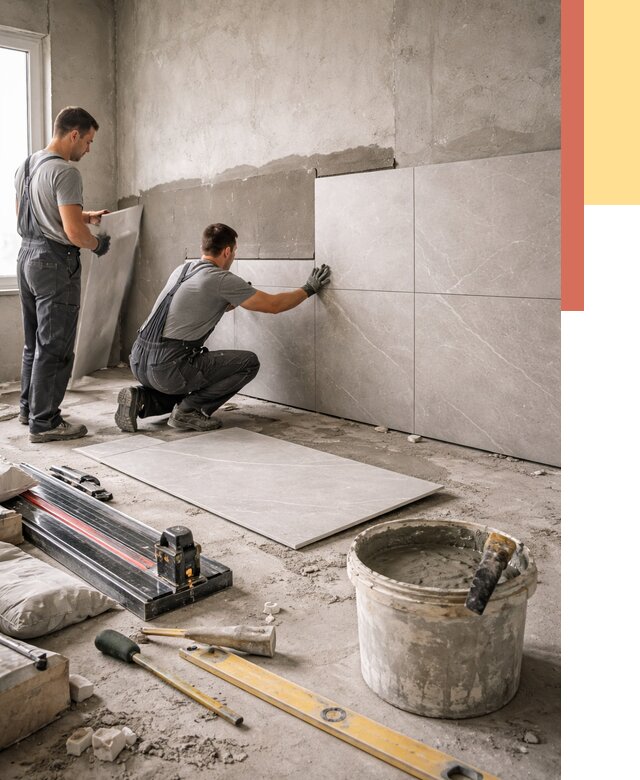 Облицовка стен керамогранитом в Королев от 4367 руб./м² — услуги под ключ | ОТДЕЛОЧНИК-Кор