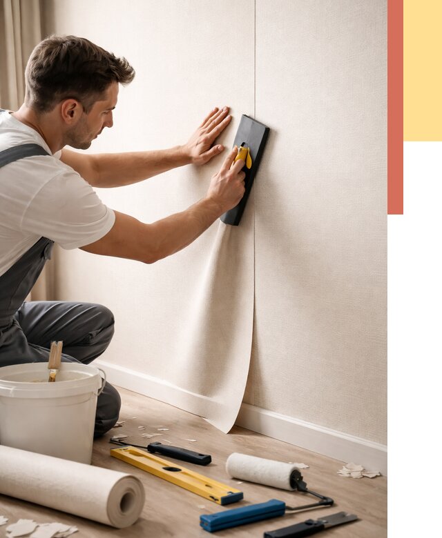 Поклейка виниловых обоев в Королев от 4679 руб. | Быстро и недорого — ОТДЕЛОЧНИК-Кор