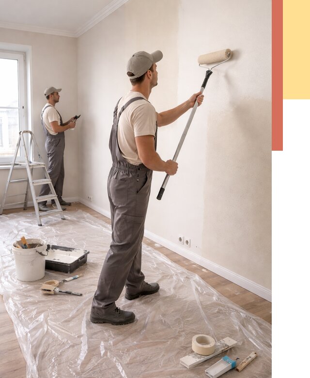 Покраска стен акриловой краской в Королев от 3639 руб./м² — быстро и недорого | ОТДЕЛОЧНИК-Кор