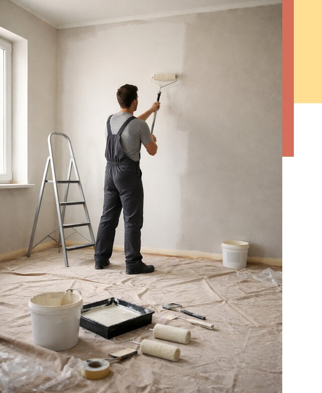 Покраска стен моющейся краской в Королев от 364 руб./м² — быстро и недорого | ОТДЕЛОЧНИК-Кор