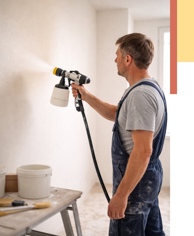 Покраска стен краскопультом в Королев от 7798 руб. — механизированная покраска | ОТДЕЛОЧНИК-Кор