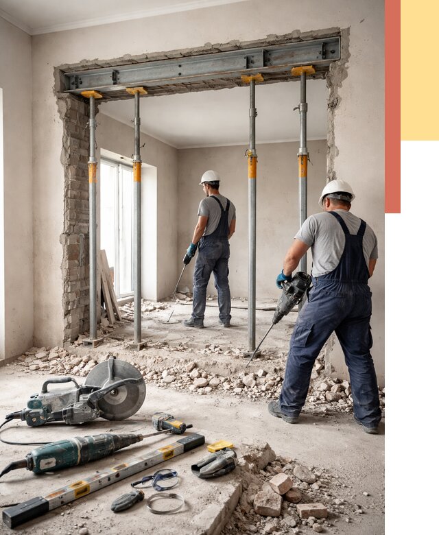 Прорезка проема в стене в Королев от 4679 руб. — быстро и недорого | ОТДЕЛОЧНИК-Кор