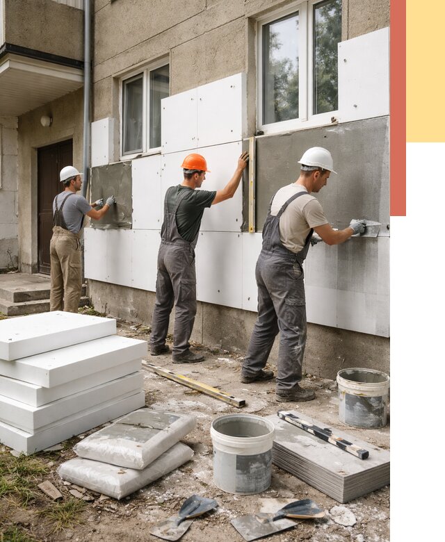 Утепление стен пенопластом в Королев от 1819 руб. — недорого и под ключ | ОТДЕЛОЧНИК-Кор