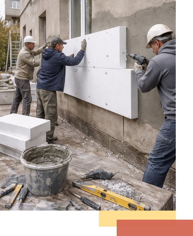 Утепление наружных стен пенопластом в Королев