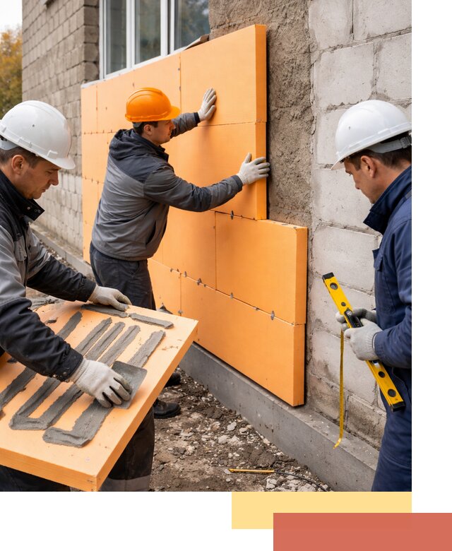 Утепление фасада пеноплексом под ключ в Королев