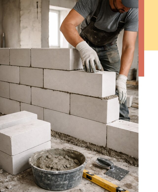Кладка перегородок из силикатного блока в Королев от 4159 руб. под ключ | ОТДЕЛОЧНИК-Кор