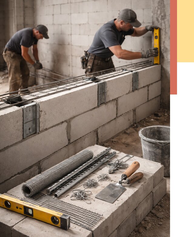 Армирование кладки перегородок в Королев от 780 руб. под ключ | ОТДЕЛОЧНИК-Кор