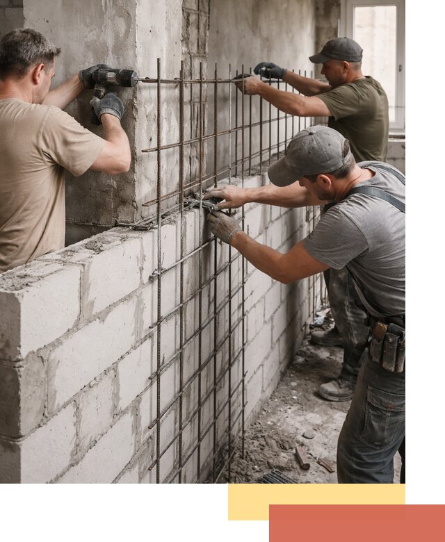 Армирование кладки перегородок в Королев профессионально и надёжно