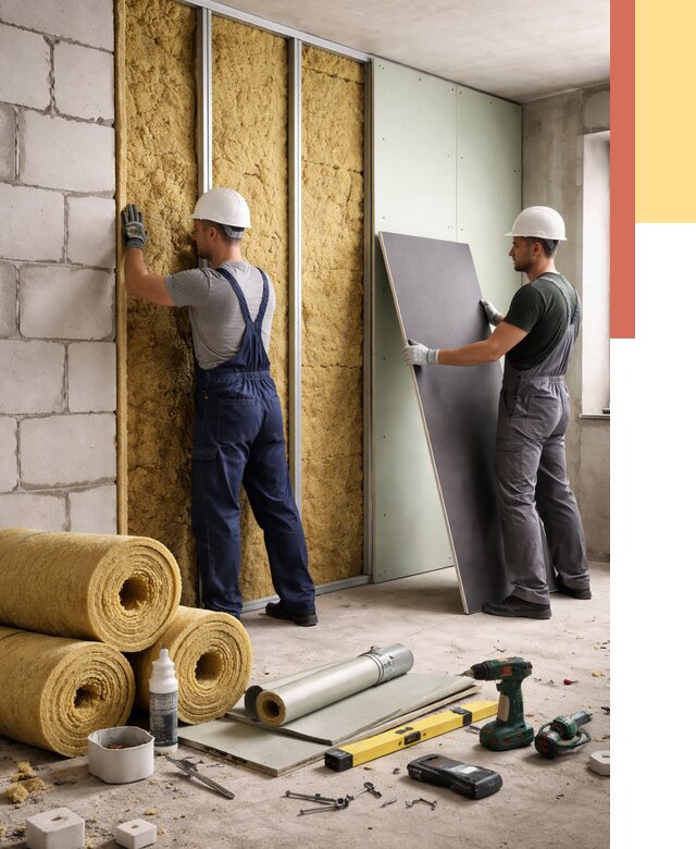 Шумоизоляция перегородок из блоков в Королев от 1923 руб./м² — быстро и недорого | ОТДЕЛОЧНИК-Кор