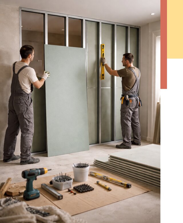 Перегородка из влагостойкого гипсокартона в Королев от 4991 руб. — монтаж под ключ | ОТДЕЛОЧНИК-Кор