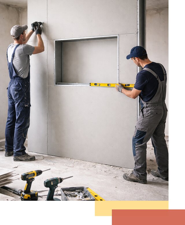 Перегородка из гипсокартона с нишей под декор в Королев