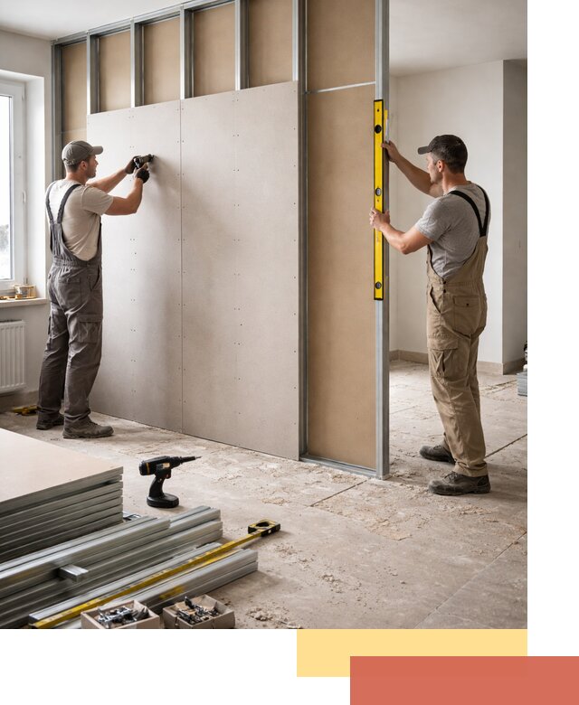 Зонирующая перегородка из гипсокартона под ключ в Королев