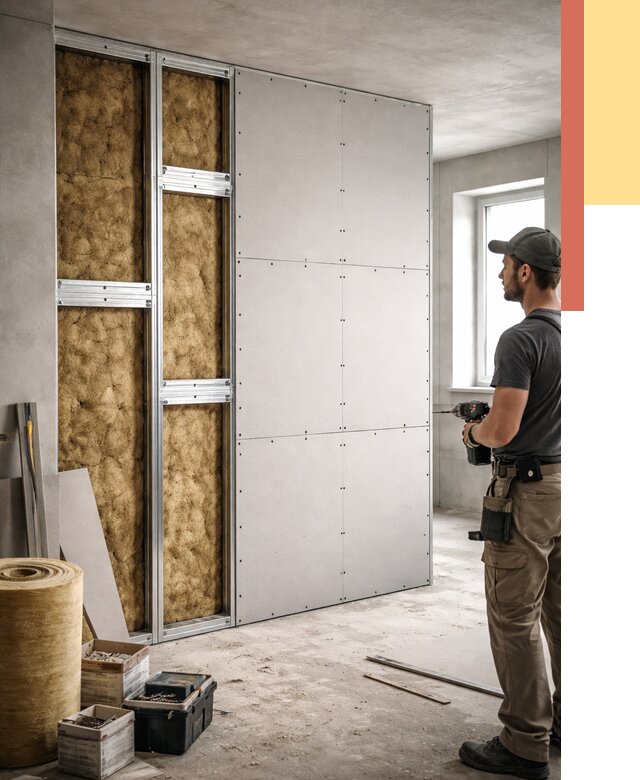 Усиленная перегородка под навеску в Королев от 13308 руб. — монтаж под ключ | ОТДЕЛОЧНИК-Кор