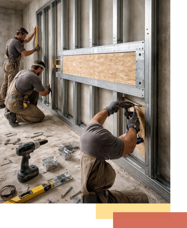 Усиленная перегородка для крепления тяжёлых конструкций в Королев