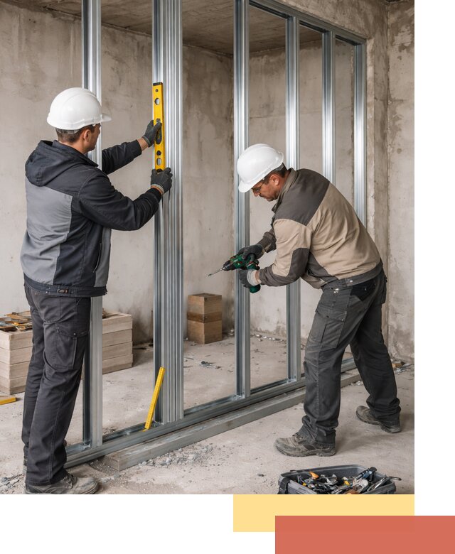 Монтаж каркаса перегородки из профиля в Королев