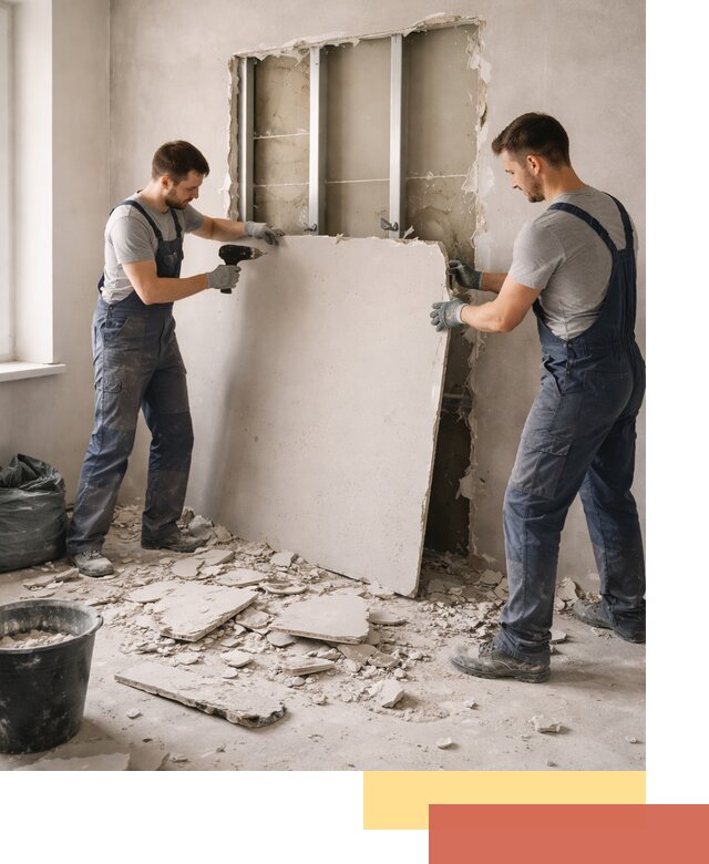 Демонтаж перегородки из гипсокартона в Королев быстрый и аккуратный