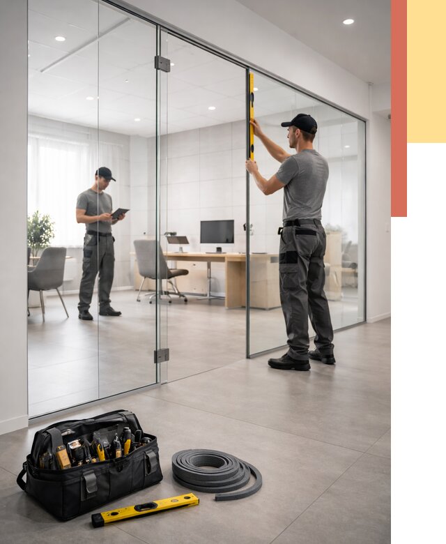 Цельностеклянные перегородки под ключ в Королев от 9877 руб. — монтаж и цены | ОТДЕЛОЧНИК-Кор