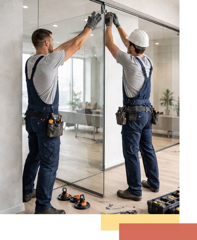 Безрамные стеклянные перегородки под ключ в Королев