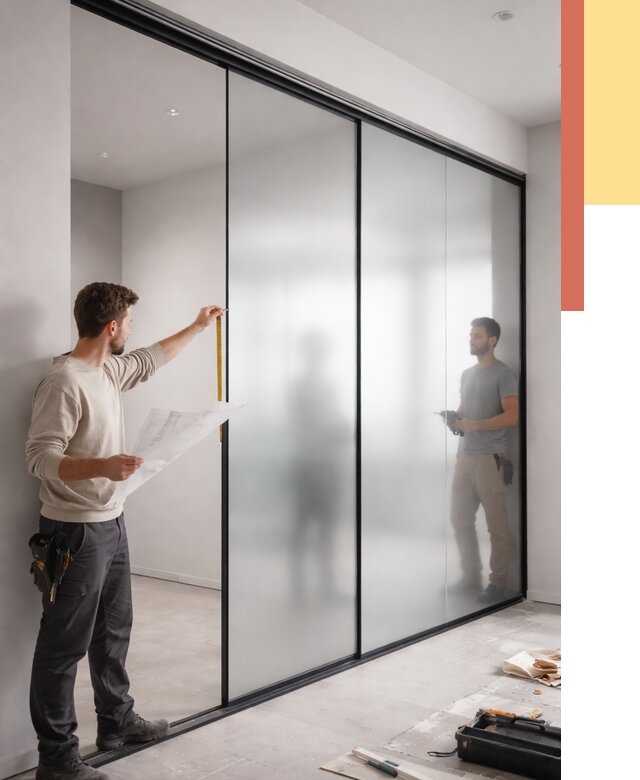 Матовые стеклянные перегородки в Королев от 8837 руб. — монтаж и установка | ОТДЕЛОЧНИК-Кор