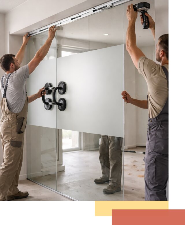 Матовые стеклянные перегородки под ключ в Королев