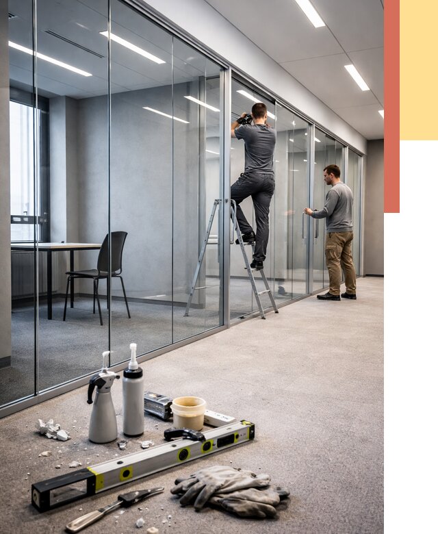 Стеклянные офисные перегородки в Королев от 8837 руб. — монтаж и установка | ОТДЕЛОЧНИК-Кор