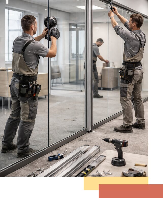 Стеклянные офисные перегородки под ключ в Королев