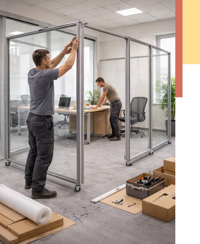 Мобильные офисные перегородки в Королев от 12996 руб. — установка под ключ | ОТДЕЛОЧНИК-Кор