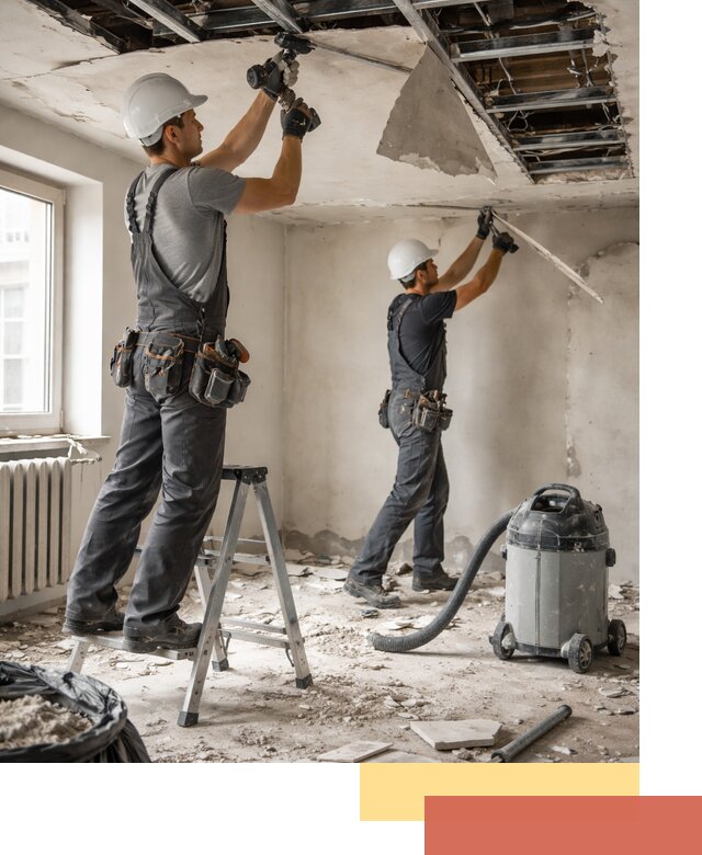 Демонтаж гипсокартонного потолка в Королев быстро и аккуратно