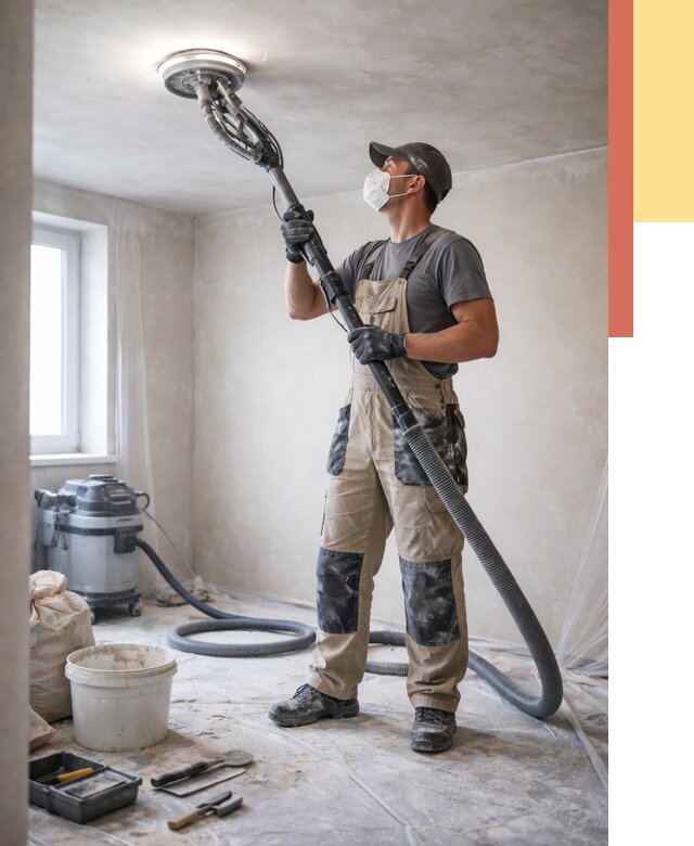 Шлифовка потолка в Королев от 3639 руб. — услуги шлифования потолка | ОТДЕЛОЧНИК-Кор