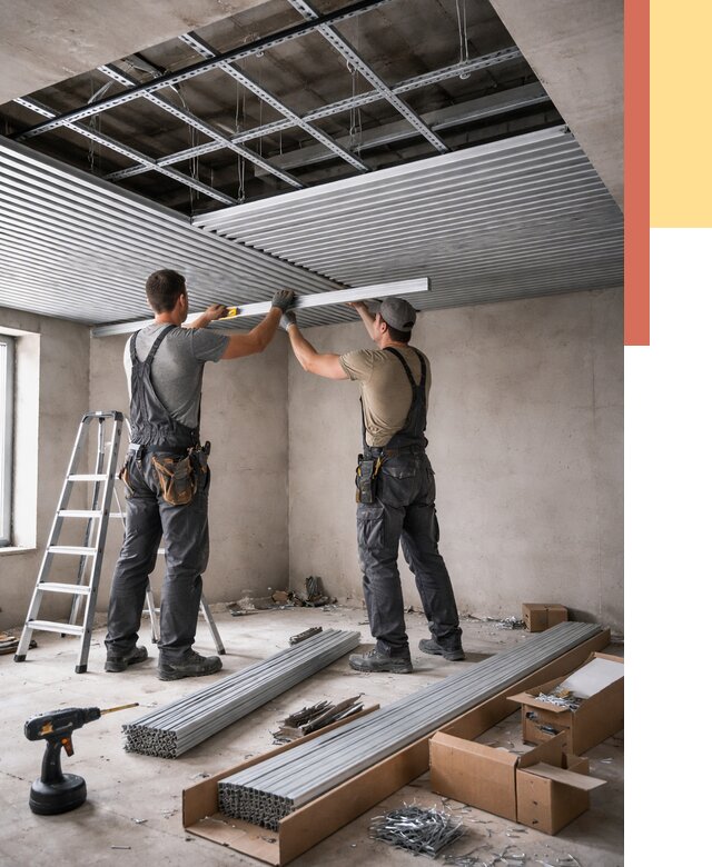 Монтаж реечного потолка в Королев от 4679 руб. под ключ | ОТДЕЛОЧНИК-Кор