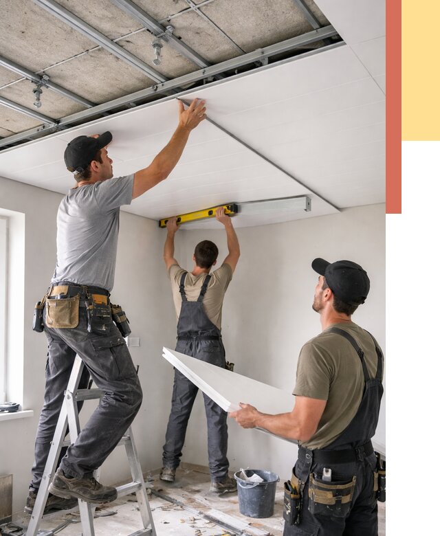 Монтаж потолка из ПВХ панелей в Королев от 3639 руб./м2 — быстро и недорого | ОТДЕЛОЧНИК-Кор