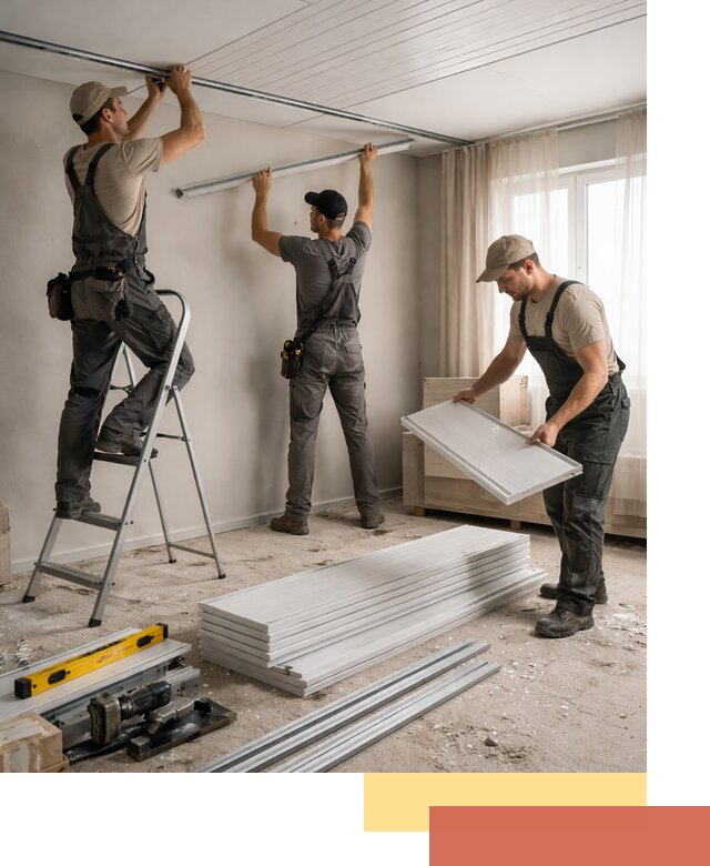 Монтаж потолка из ПВХ панелей в Королев оперативно и качественно