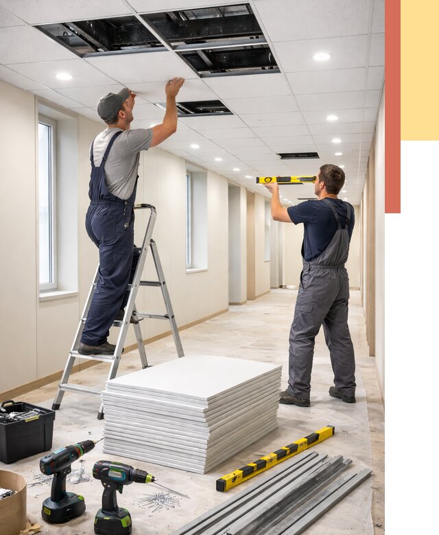 Ремонт потолка Армстронг в Королев от 4679 руб. — быстро и недорого | ОТДЕЛОЧНИК-Кор